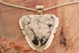 Day 7 Deal - Genuine White Buffalo Turquoise Sterling Silver Native American Pendant